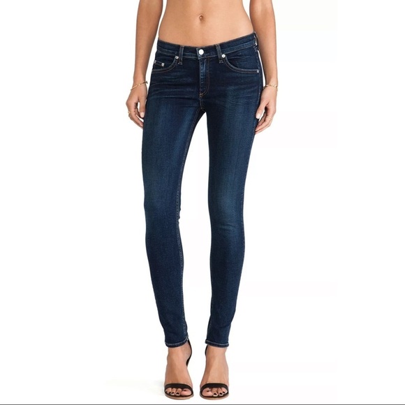 Rag & Bone Denim Mid Rise Skinny Leg Woodford Wash Denim Jeans Size 24 W1502K520 - Picture 1 of 9